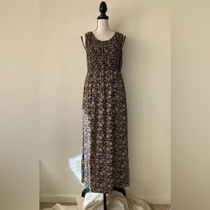 VINTAGE | Y2K 90s All that Jazz black & brown Floral sleeveless Maxi Dress Large